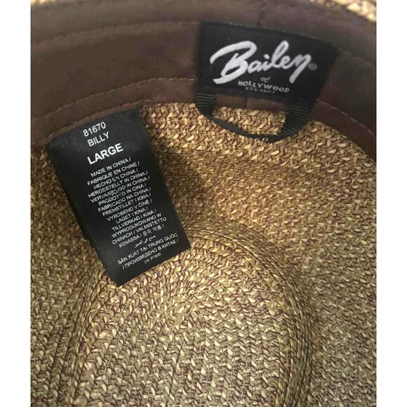 Bailey of Hollywood “Billy” Braided Straw Fedora Hat Brown Tan Size Large ~ EUC! - Picture 5 of 6